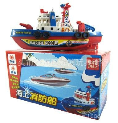 輝博玩具商行619D款多功能電動(dòng)消防船 會(huì)噴水帶聲光的兒童益智玩具